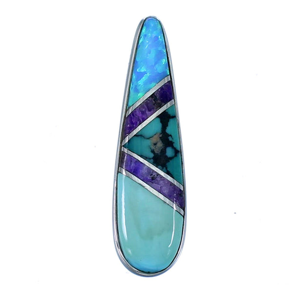 Multicolor Inlay And Genuine Sterling Silver Southwest Pendant SX112983